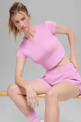 Alosoft Crop Finesse met korte mouwen - Candy Heart Pink
