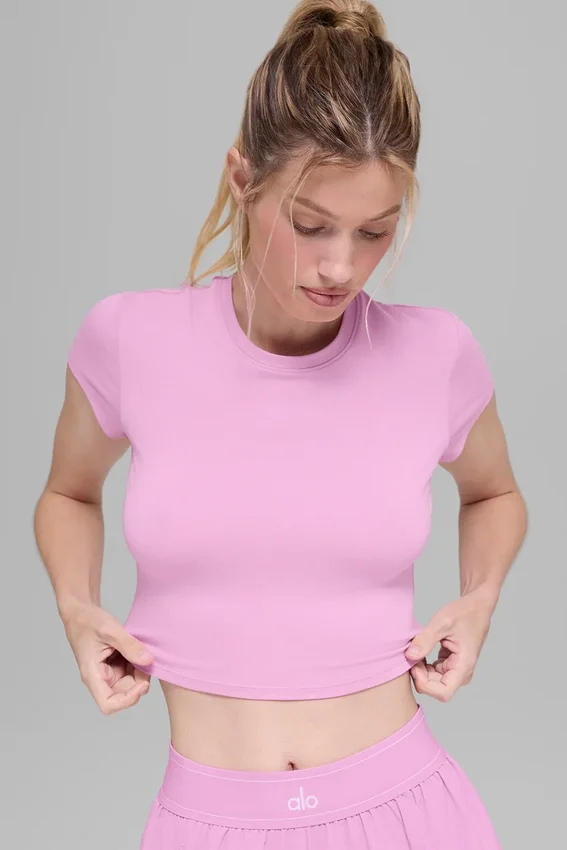 Alosoft Crop Finesse met korte mouwen - Candy Heart Pink