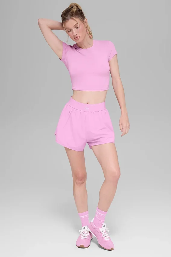 Alosoft Crop Finesse met korte mouwen - Candy Heart Pink