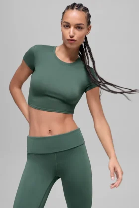 Alosoft Crop Finesse met korte mouwen - Clover Green