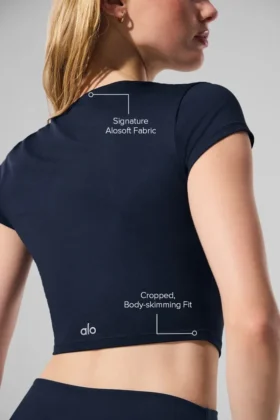 Alosoft Crop Finesse met korte mouwen – Navy