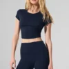 Alosoft Crop Finesse met korte mouwen - Navy