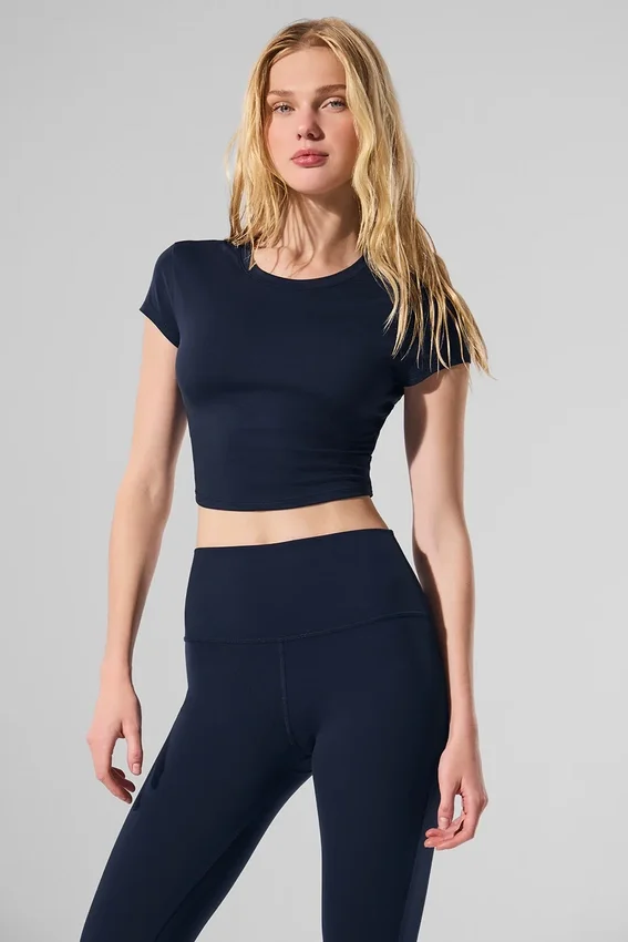 Alosoft Crop Finesse met korte mouwen - Navy
