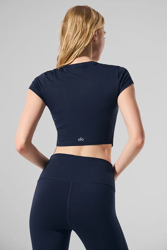 Alosoft Crop Finesse met korte mouwen - Navy