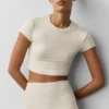 Alosoft Crop Finesse met korte mouwen - Oatmeal Heather