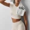 Alosoft Crop Finesse met korte mouwen - Oatmeal Heather