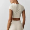 Alosoft Crop Finesse met korte mouwen - Oatmeal Heather