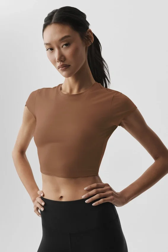 Alosoft Crop Finesse met korte mouwen - Sun Kissed Brown
