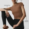 Alosoft Crop Finesse met korte mouwen - Sun Kissed Brown