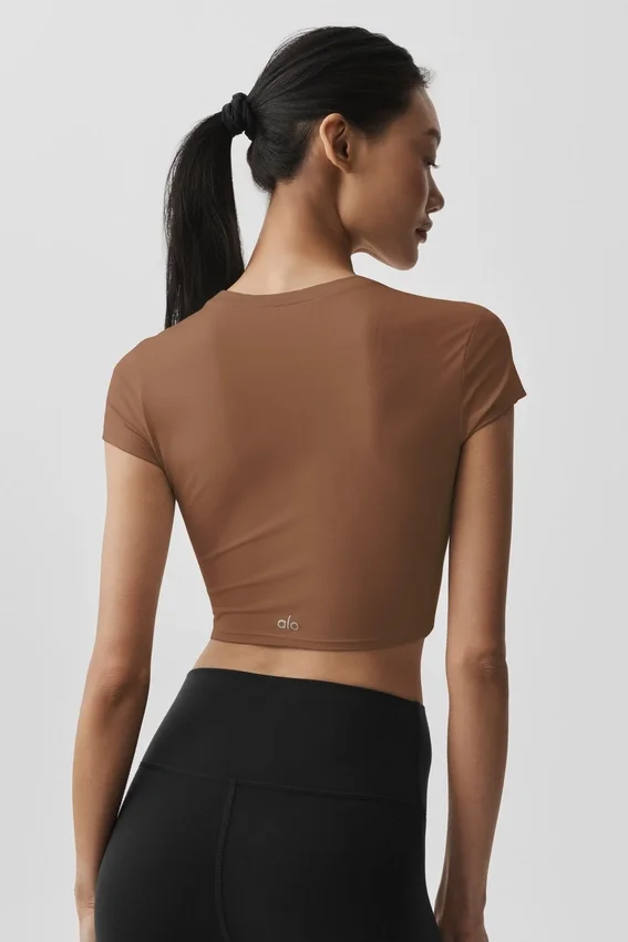 Alosoft Crop Finesse met korte mouwen - Sun Kissed Brown