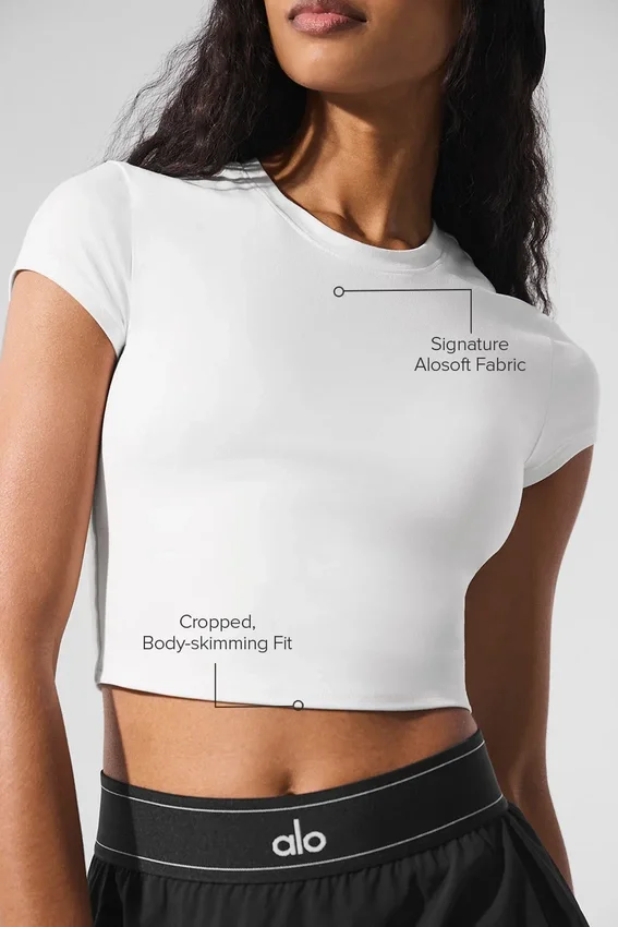 Alosoft Crop Finesse met korte mouwen - White