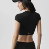 Alosoft Crop Finesse met korte mouwen - Zwart
