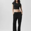 Alosoft Crop Finesse met korte mouwen - Zwart