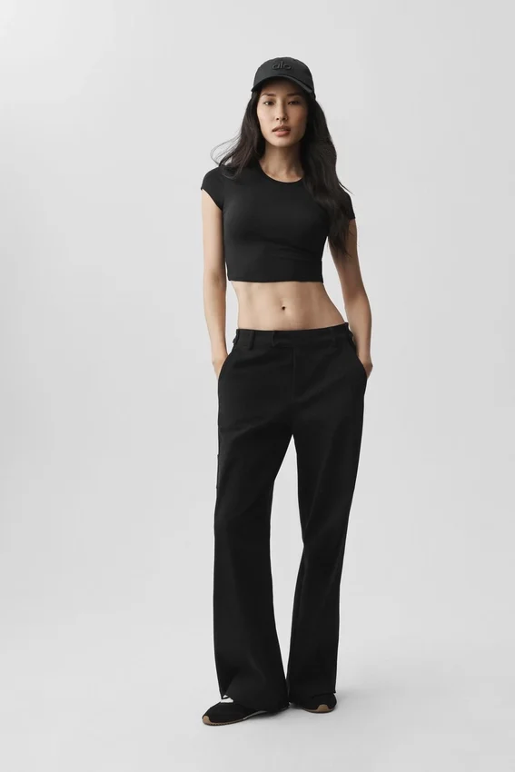 Alosoft Crop Finesse met korte mouwen - Zwart