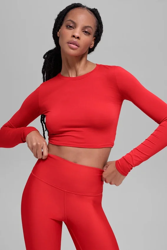 Alosoft Crop Finesse met lange mouwen - Felrood
