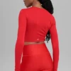 Alosoft Crop Finesse met lange mouwen - Felrood