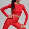 Alosoft Crop Finesse met lange mouwen - Felrood