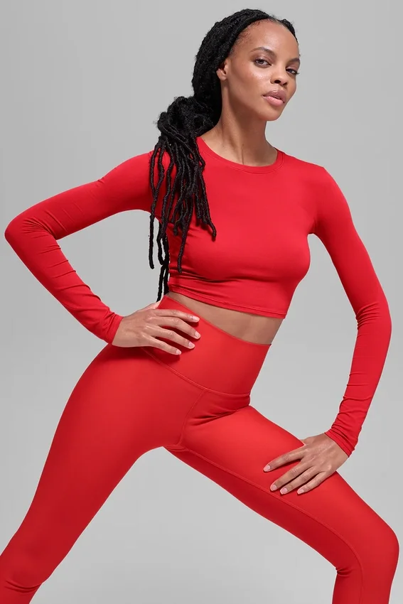Alosoft Crop Finesse met lange mouwen - Felrood