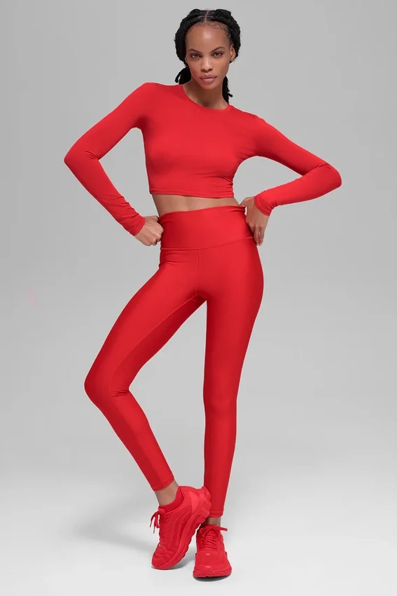 Alosoft Crop Finesse met lange mouwen - Felrood