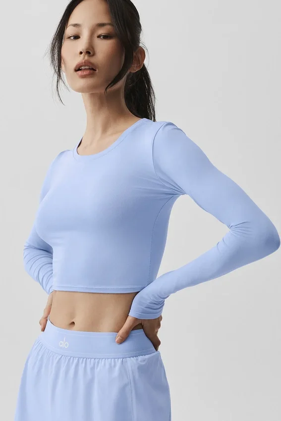 Alosoft Crop Finesse met lange mouwen - Licht Provence-blauw