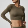 Alosoft Crop Finesse met lange mouwen - Olive Tree