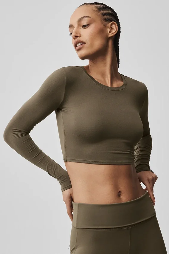 Alosoft Crop Finesse met lange mouwen - Olive Tree