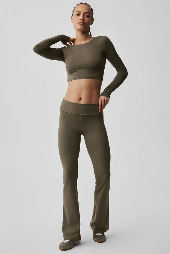 Alosoft Crop Finesse met lange mouwen - Olive Tree