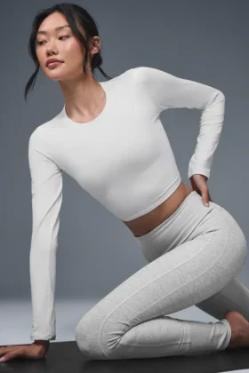 Alosoft Crop Finesse met lange mouwen - Wit
