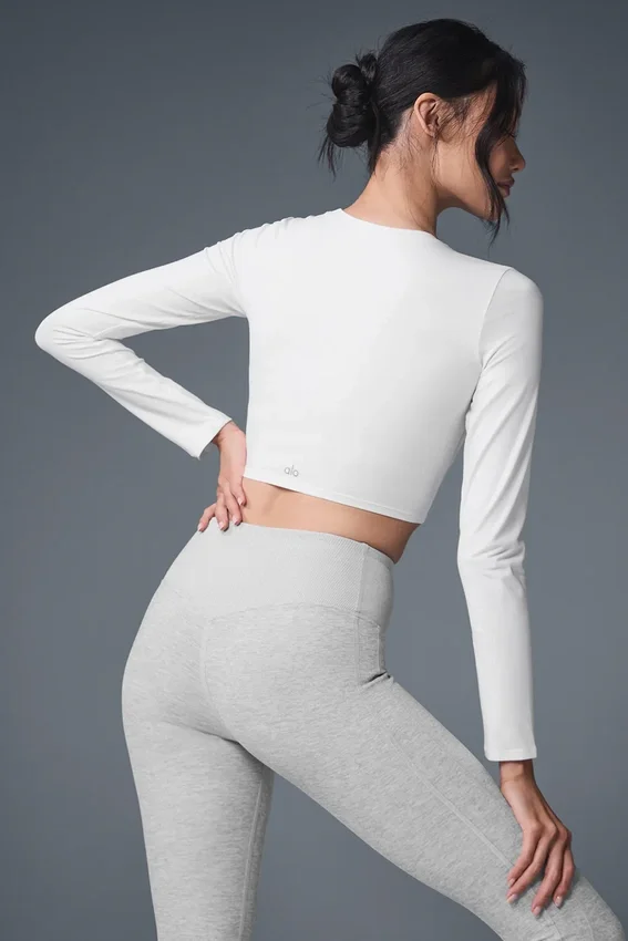 Alosoft Crop Finesse met lange mouwen - Wit