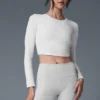 Alosoft Crop Finesse met lange mouwen - Wit