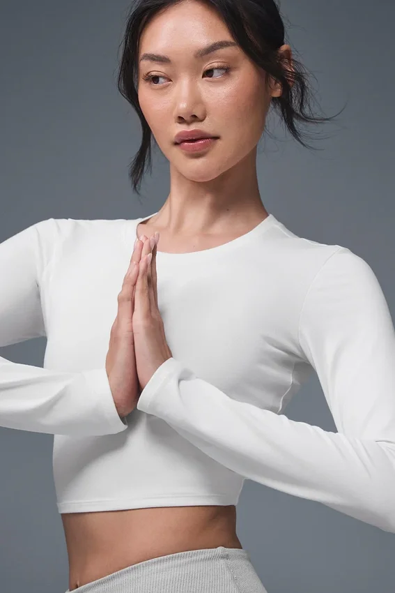 Alosoft Crop Finesse met lange mouwen - Wit