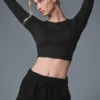 Alosoft Crop Finesse met lange mouwen - Zwart