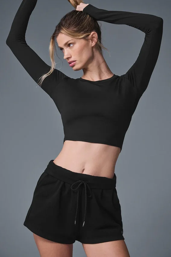Alosoft Crop Finesse met lange mouwen - Zwart