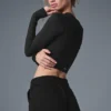 Alosoft Crop Finesse met lange mouwen - Zwart