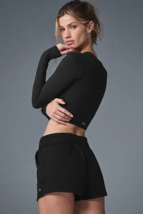 Alosoft Crop Finesse met lange mouwen – Zwart