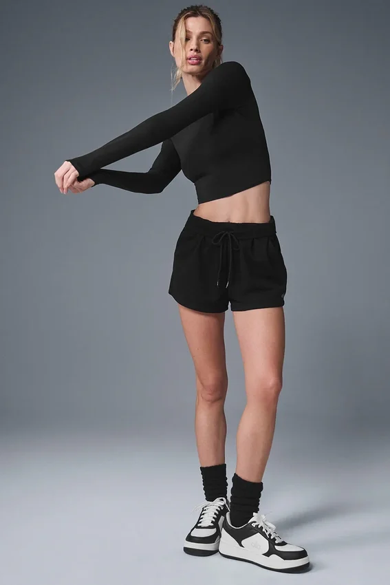 Alosoft Crop Finesse met lange mouwen - Zwart