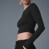 Alosoft Crop Finesse met lange mouwen - Zwart