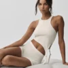 Alosoft geribbelde Revelation-tanktop – Oat Milk