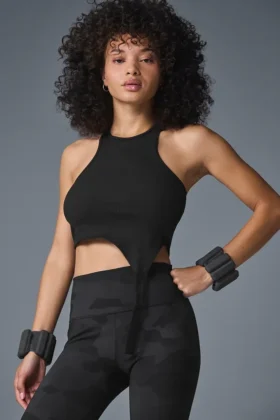 Alosoft geribbelde Revelation-tanktop – Zwart