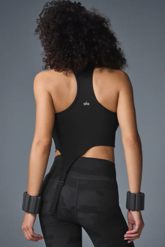 Alosoft geribbelde Revelation-tanktop – Zwart