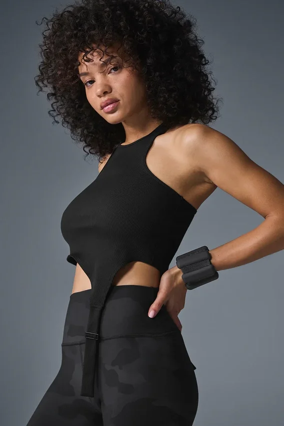 Alosoft geribbelde Revelation-tanktop – Zwart
