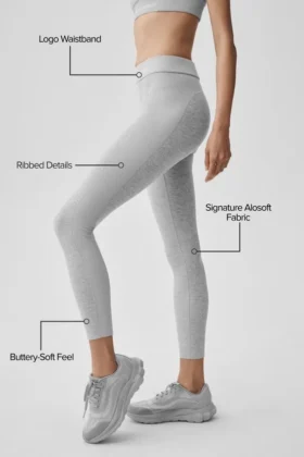 Alosoft High-Waist 7/8 Relay Legging – Athletic Heather Grey/White