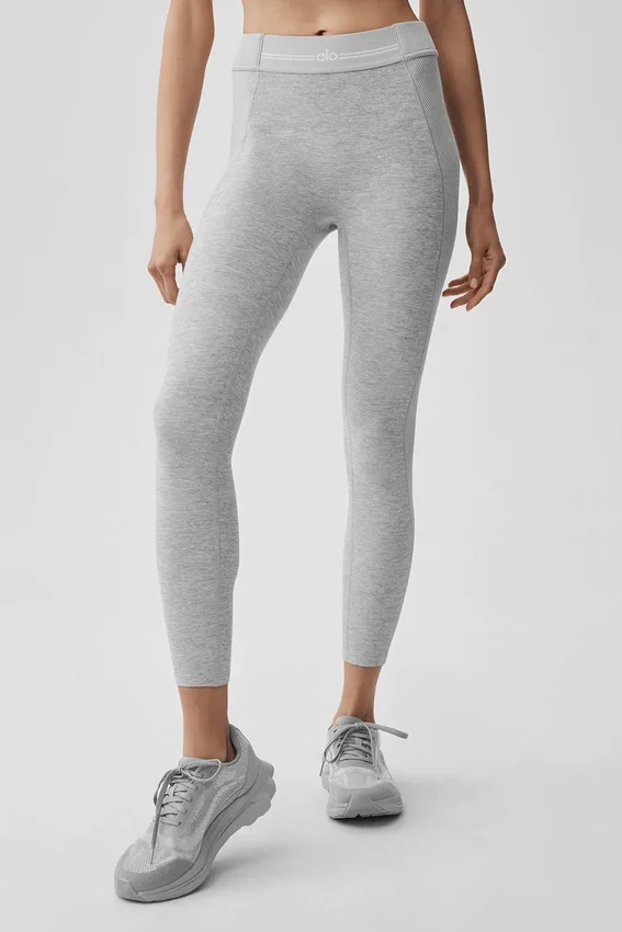 Alosoft High-Waist 7/8 Relay Legging - Athletic Heather Grey/White