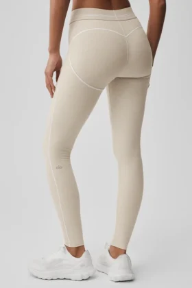 Alosoft High-Waist Heart Throb Legging – Oatmeal Heather/White
