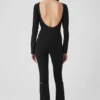 Alosoft Melody lange bootcut-Onesie – zwart