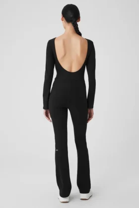 Alosoft Melody lange bootcut-Onesie – zwart
