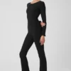 Alosoft Melody lange bootcut-Onesie – zwart