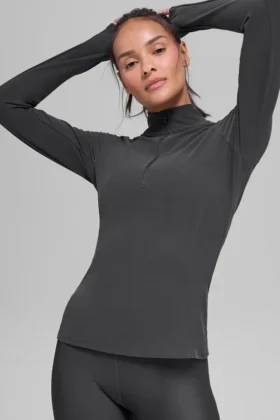 Alosoft Rapid-trui met halve rits - Anthracite