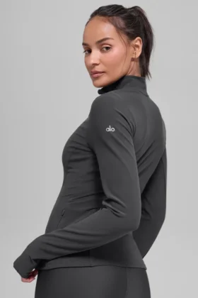 Alosoft Rapid-trui met halve rits – Anthracite