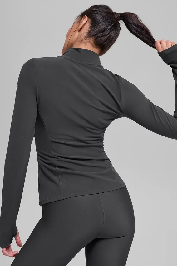 Alosoft Rapid-trui met halve rits - Anthracite